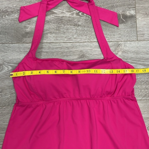 Lands’ End Pink Swim Dress Underwire Halter Top Coverup Tankini Swimsuit 12 - Picture 4 of 13